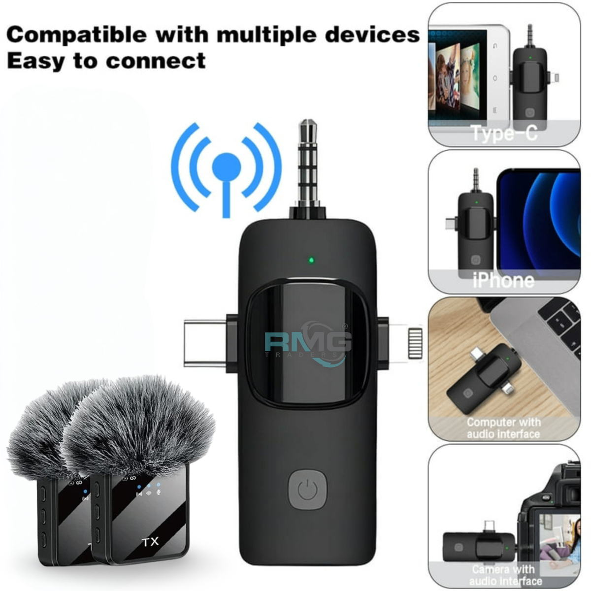 F11-2 Wireless Microphones 3-in-1 Dual Mic Set with Type-C,