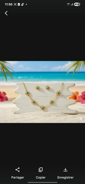 Parure Collier et Boucles en Perles