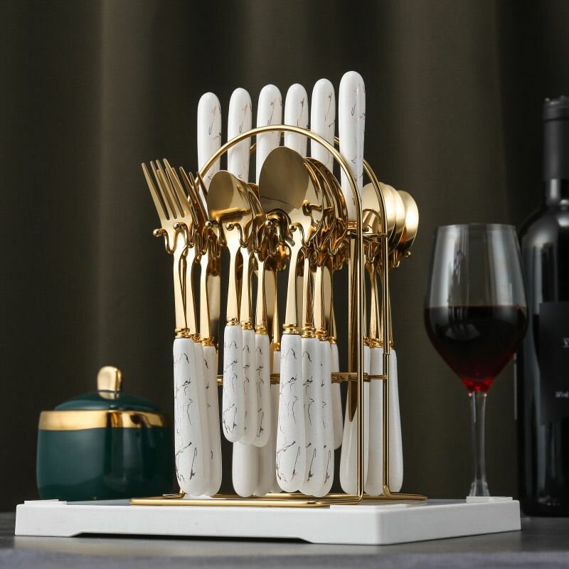 Ensemble couverts 25 pièces en acier inoxydable comprenant 6