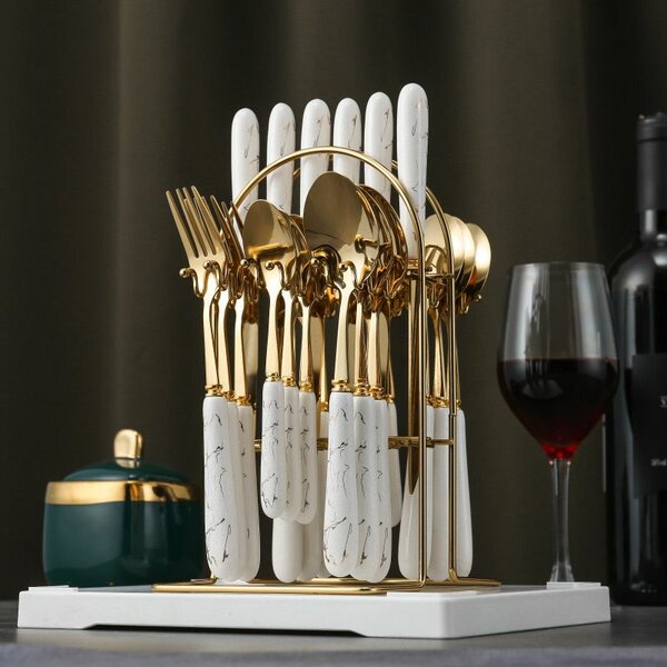 Ensemble couverts 25 pièces en acier inoxydable comprenant 6