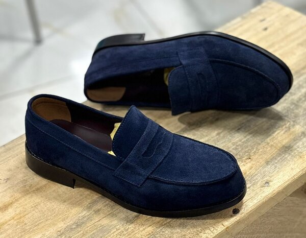 Mocassins en daim bleu marine