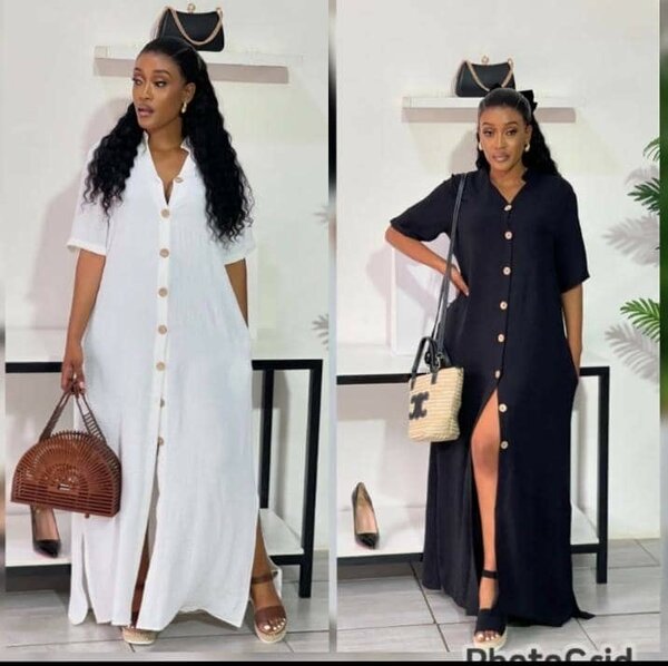 Robe longue élégante à boutons