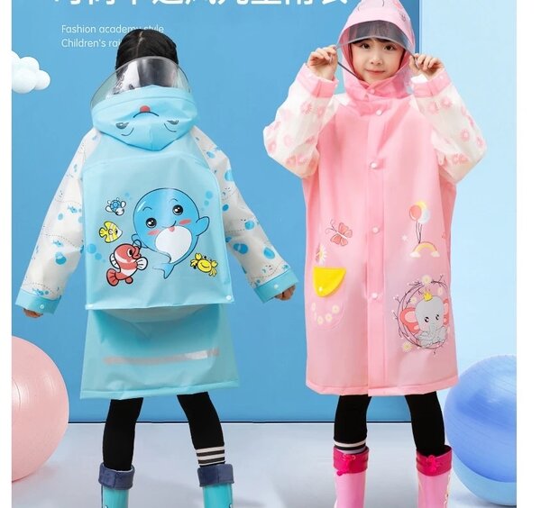 Cartoon characters raincoat with backpack cover