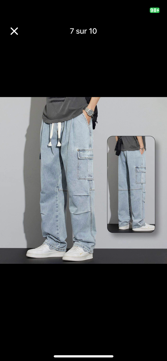 Jeans larges cargo homme