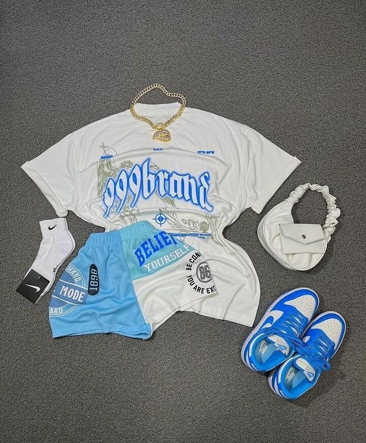 Girl top and down and sneaker