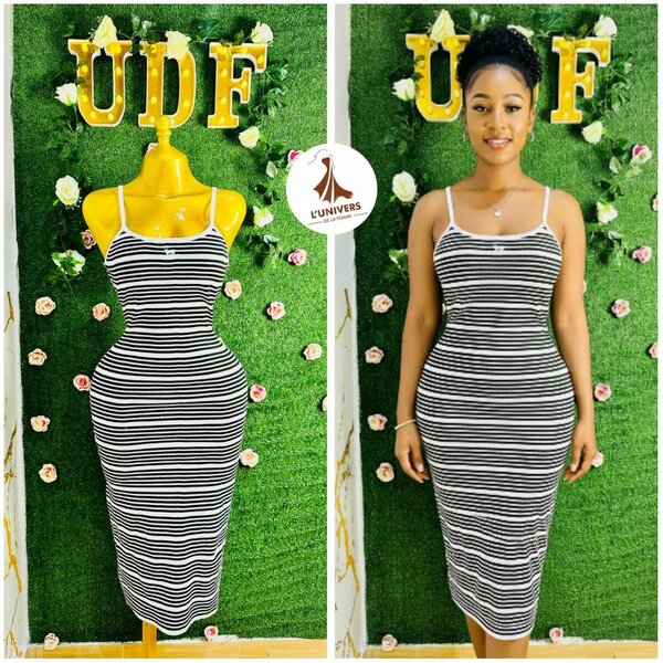 Robe longue rayée chic