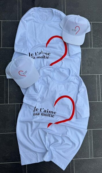 Ensemble T-Shirt et Casquette 'Je t'aime ma moitié'