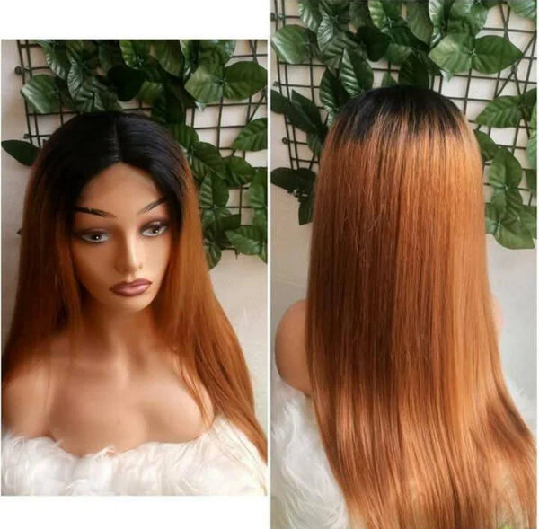 Perruque longue bicolore