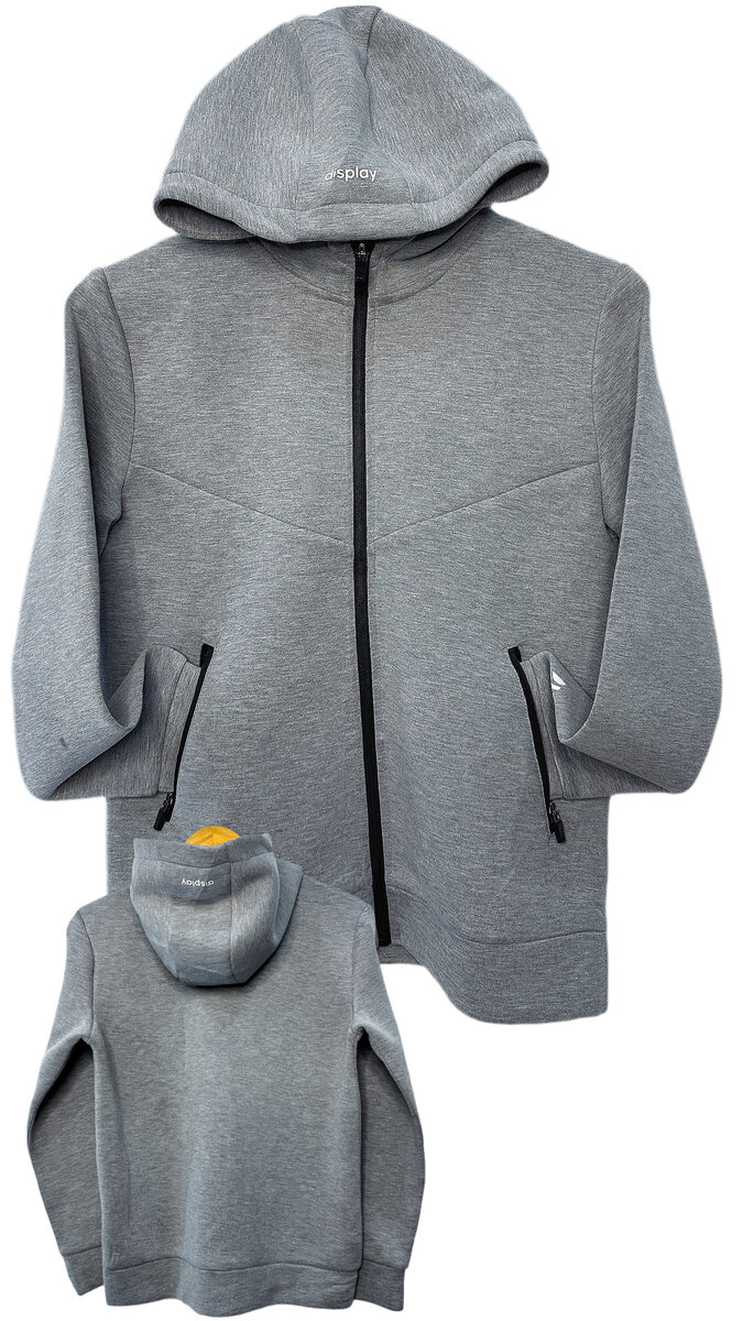 Veste à capuche grise zippée