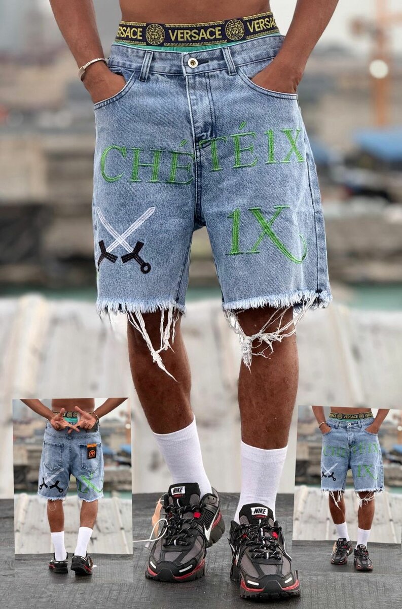 Shorts en jean graphique tendance