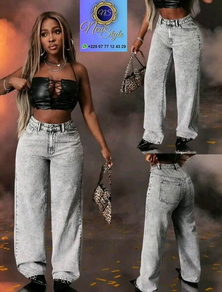 Jeans larges gris clair pour femme