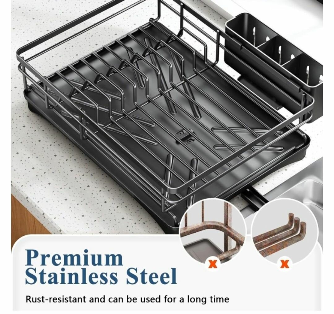 SINGLE LAYER KITCHEN DISH RACK STAINLESS STEEL COUNTERTOP SI