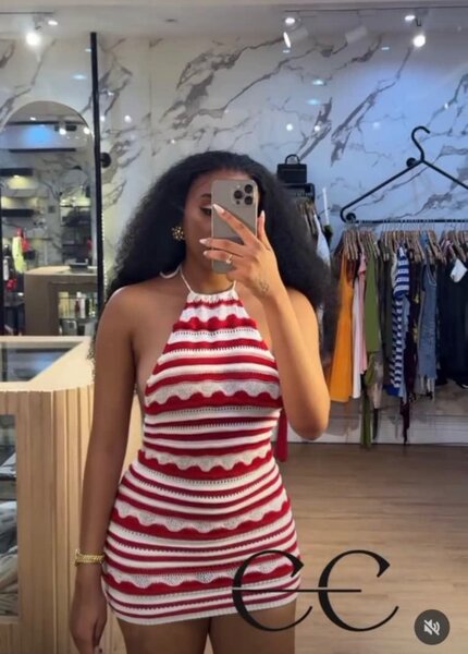 Robe d'été crochet rouge et blanche