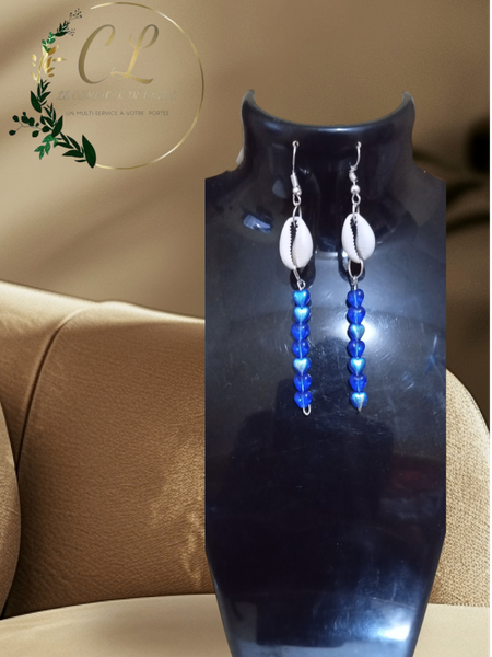 Boucles d'oreilles perles bleues