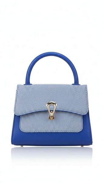 Sac à main bleu et gris pour femme