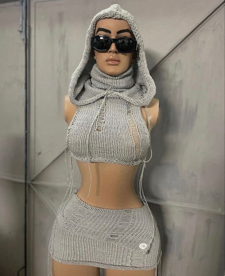 Ensemble tricoté déchiré pour femme