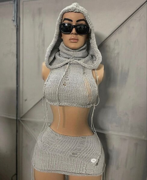 Ensemble tricoté déchiré pour femme