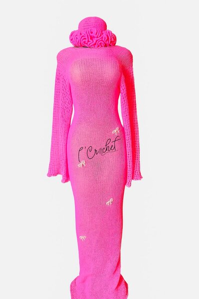 Robe Crochet Rose Élégante