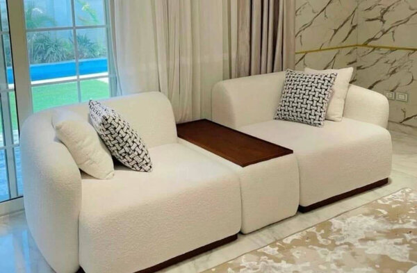 Canapé modulable blanc en tissu