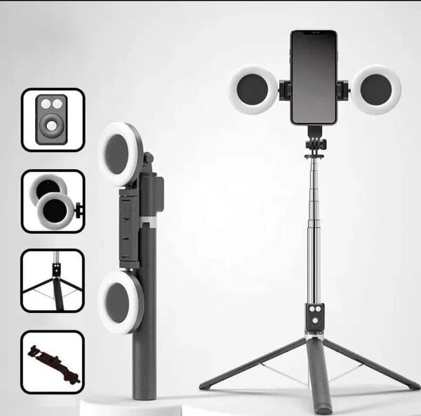 Canne à selfie deux lumières