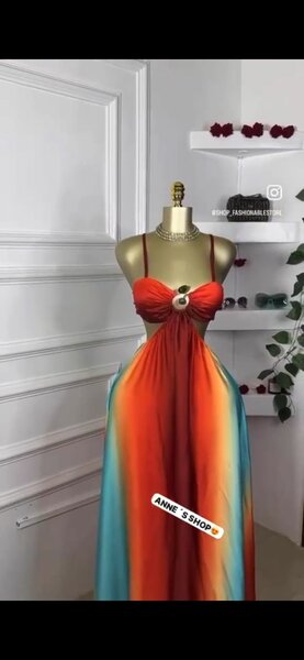 Robe Longue Dos Nu Multicolore