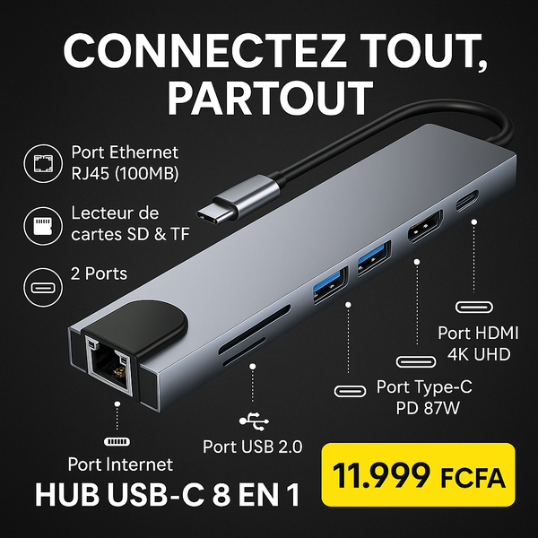 Adaptateur USB-C 8 en 1