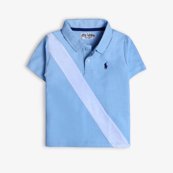 Blue and white boys polo shirt