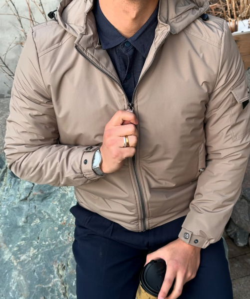 бомбер мужской бежевый