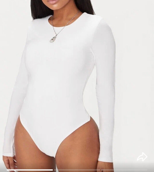Women's White Long Sleeve Bodysuit