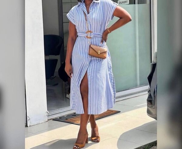 Robe Rayée Élégante Femme