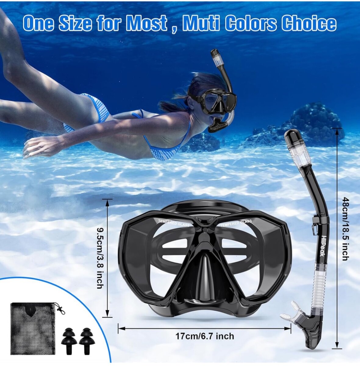 Snorkel Set Adults,Snorkel Mask Anti-Fog Panoramic