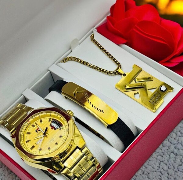 Montre homme luxe avec bracelet et pendentif