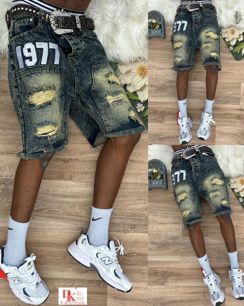 Shorts en jean délavé 1977