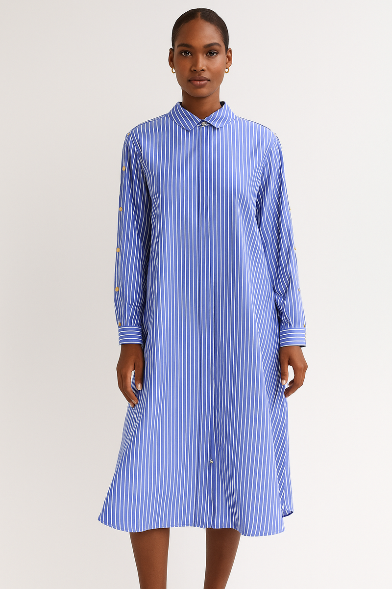Robe chemise rayée bleue