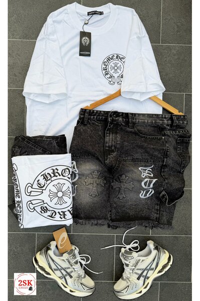 Ensemble homme : T-shirt, jeans et baskets