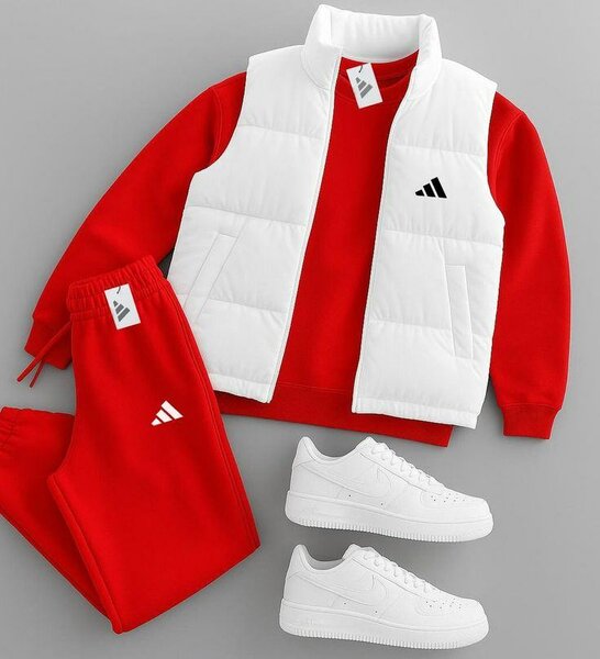 Tenue de sport Adidas rouge et blanc pour hommes