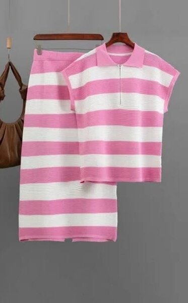 Ensemble Jupe et Haut Rayé Élégant