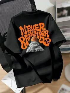 T-shirt noir homme avec impression 'Never Back Down'