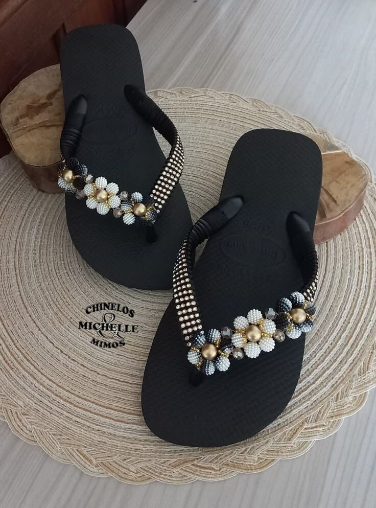 Sandales plates en perles pour femmes