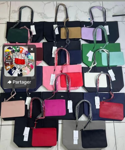 Cabas réversible Lacoste noir