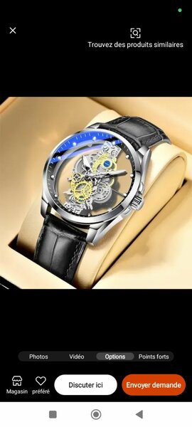 Montre mécanique squelette hommes