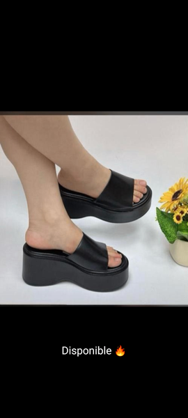 Sandales Compensées Noires