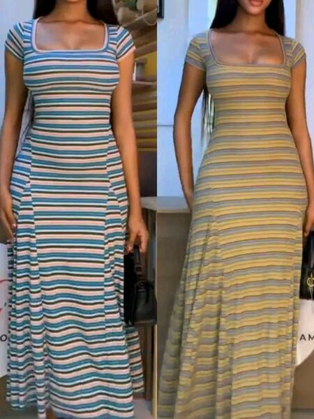 Robe longue rayée élégante