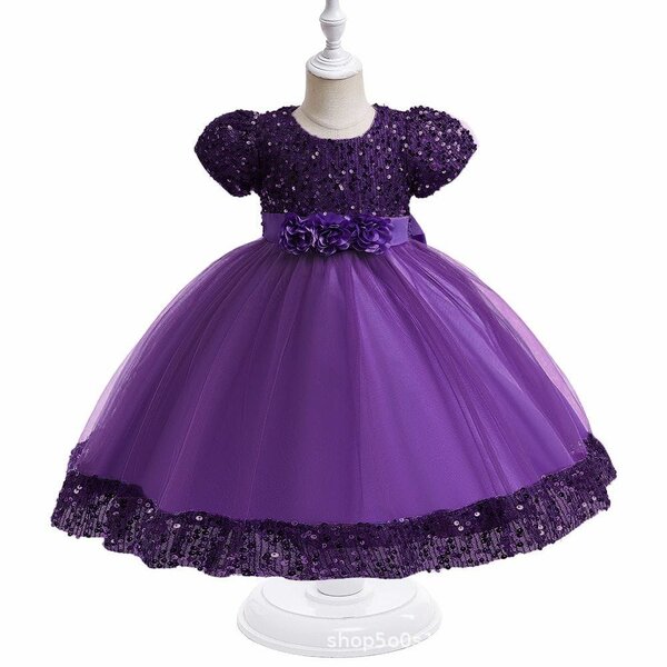 Purple Sequin Flower Dress