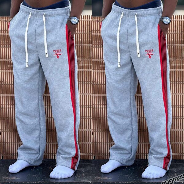 Pantalon de jogging gris et rouge