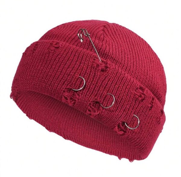 Bonnet tricoté avec anneaux