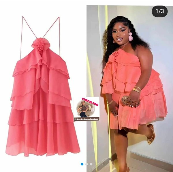 Robe rose en soie pour femmes