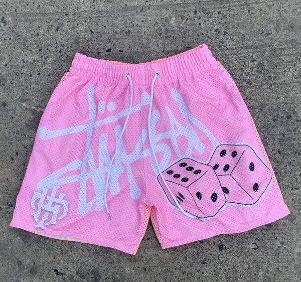 Shorts de bain roses avec dés