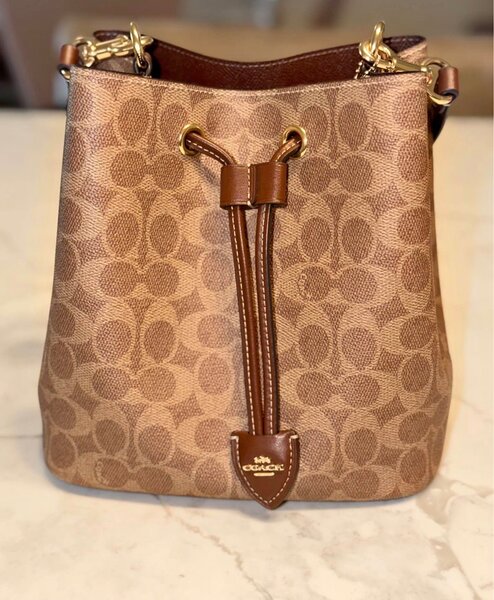 Sac à main en toile Coach marron clair