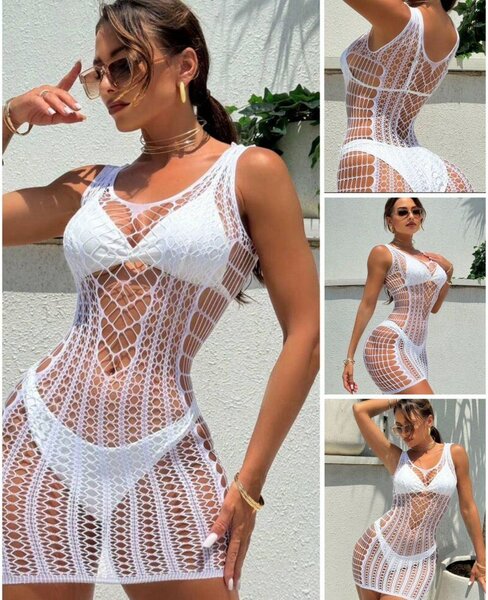 Robe en crochet sexy plage